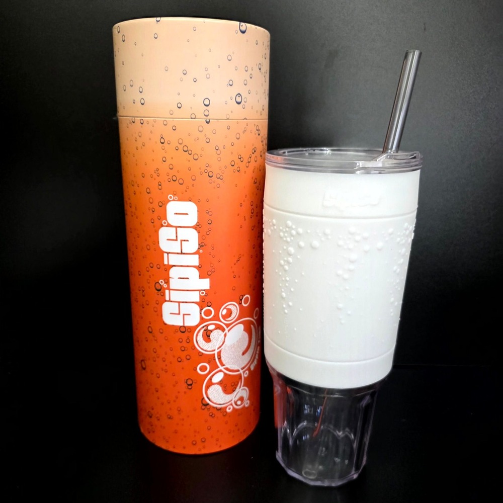 Sipiso Tumbler White Bubble Texture Insulated Travel Cup with Straw and Canister